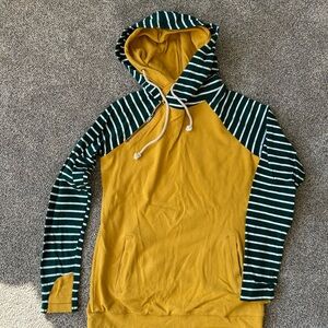 Ampersand Ave Green and Yellow Double Hoodie
